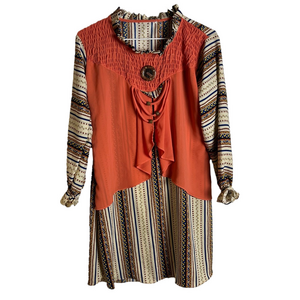 Womens Vest Midi Dress Multicolour Stripes Boho Indie Festival PTP 18 Layering